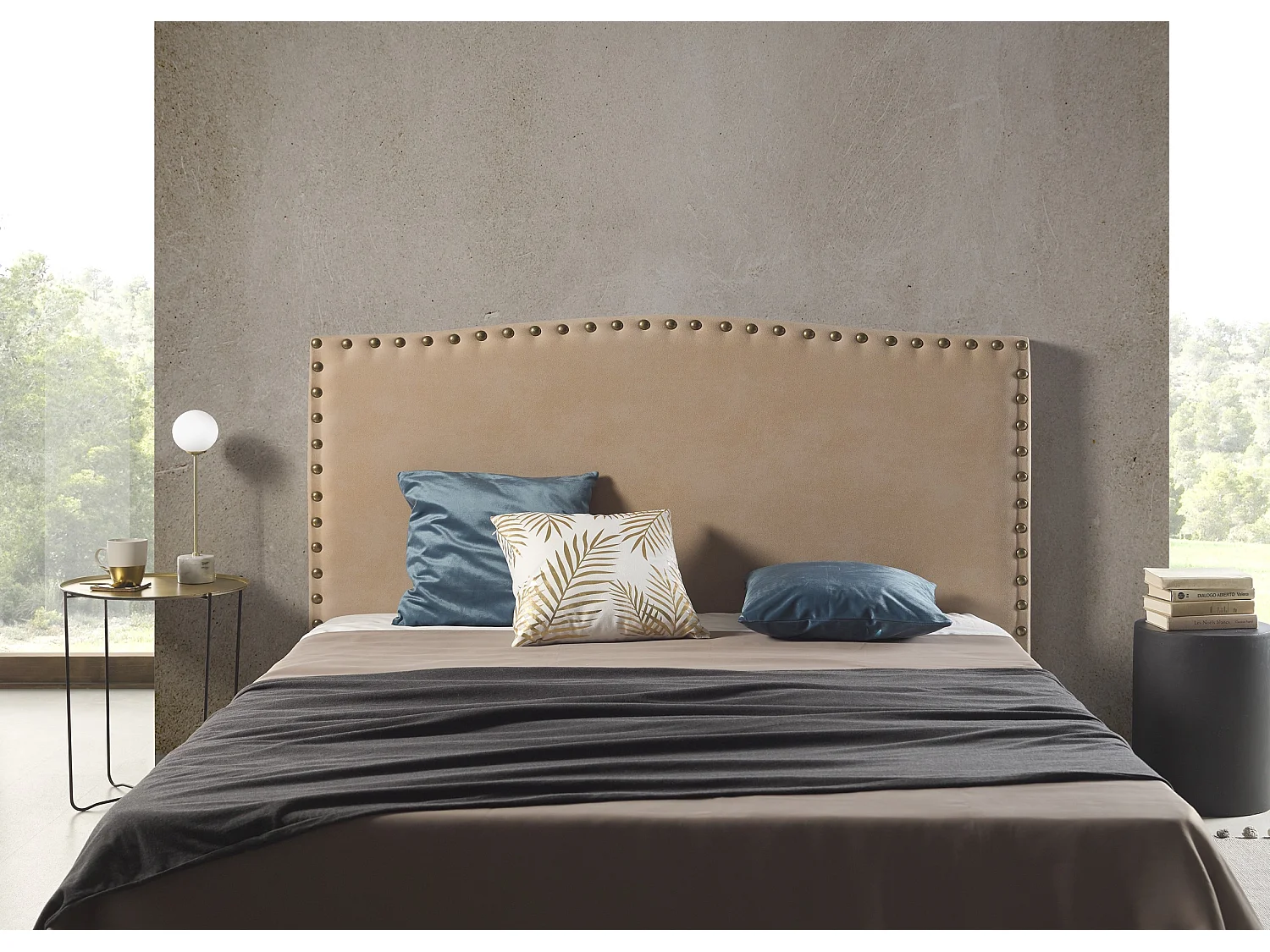 Cabecero Ambar para Cama de 80 de Tela Camel 115x115x8.