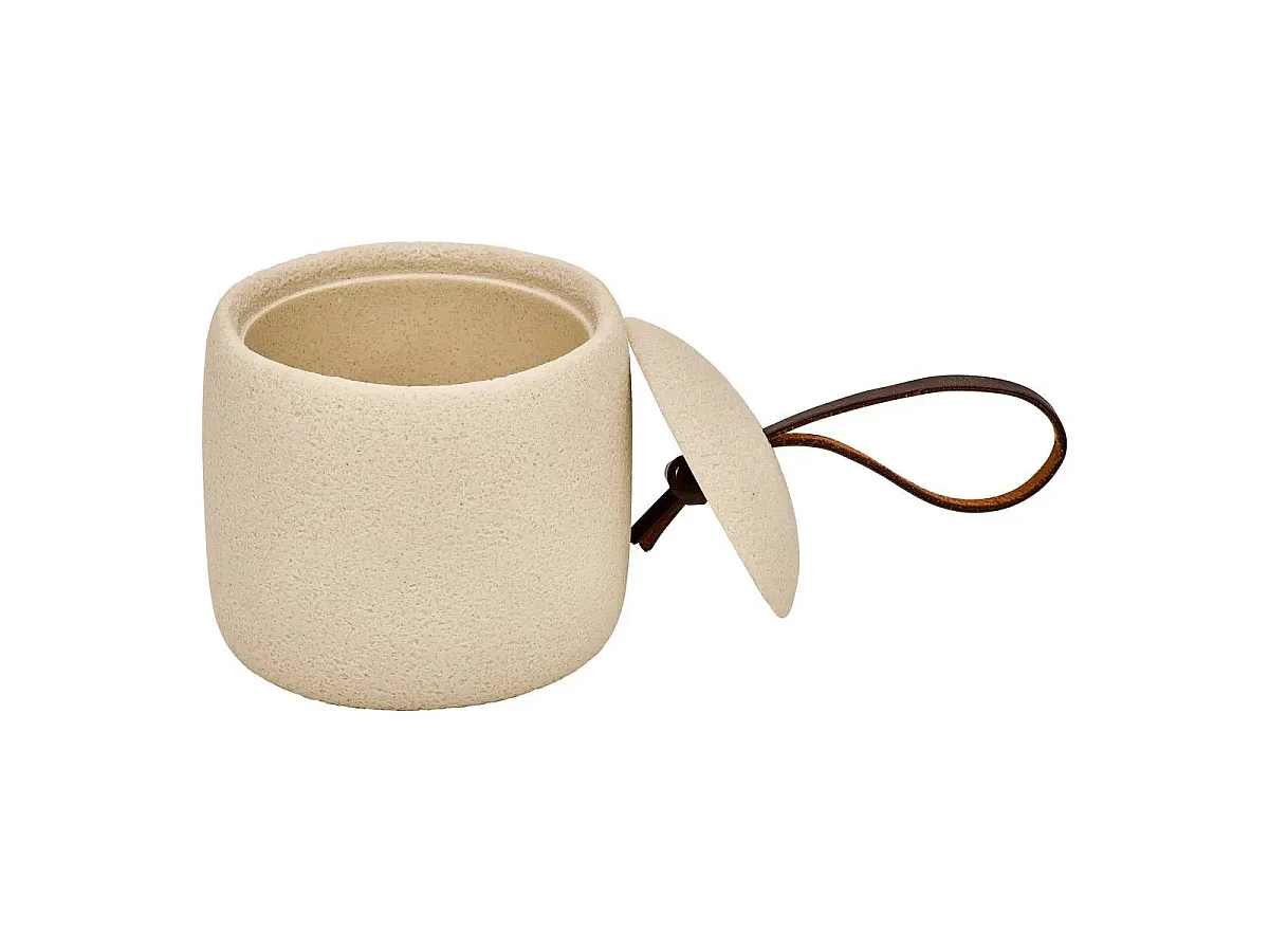 Pot à Cotons en Résine "Olea" 10cm Beige