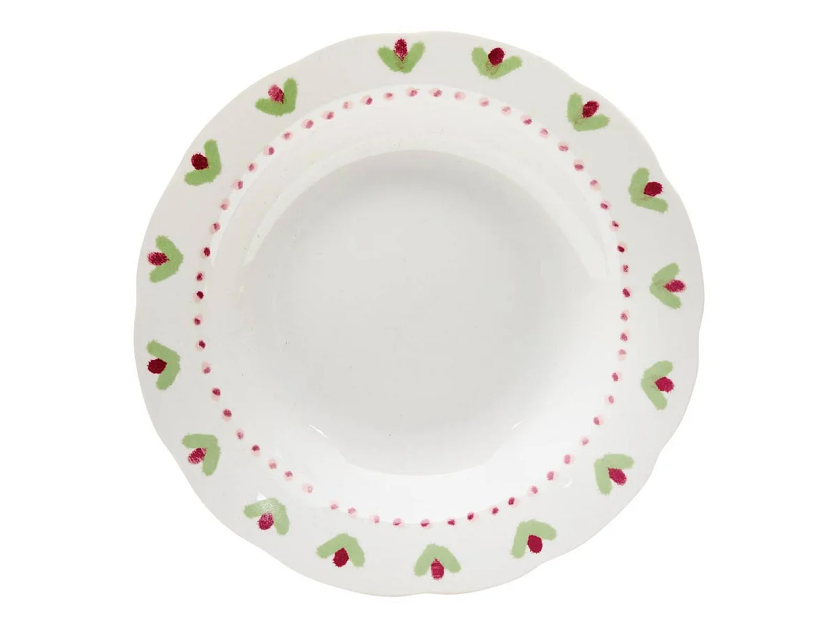 Lot de 6 Assiettes Creuses "Fleur de Rose" 23cm Multicolore