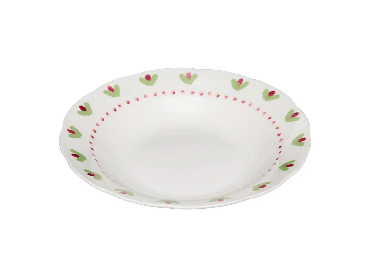 Lot de 6 Assiettes Creuses "Fleur de Rose" 23cm Multicolore