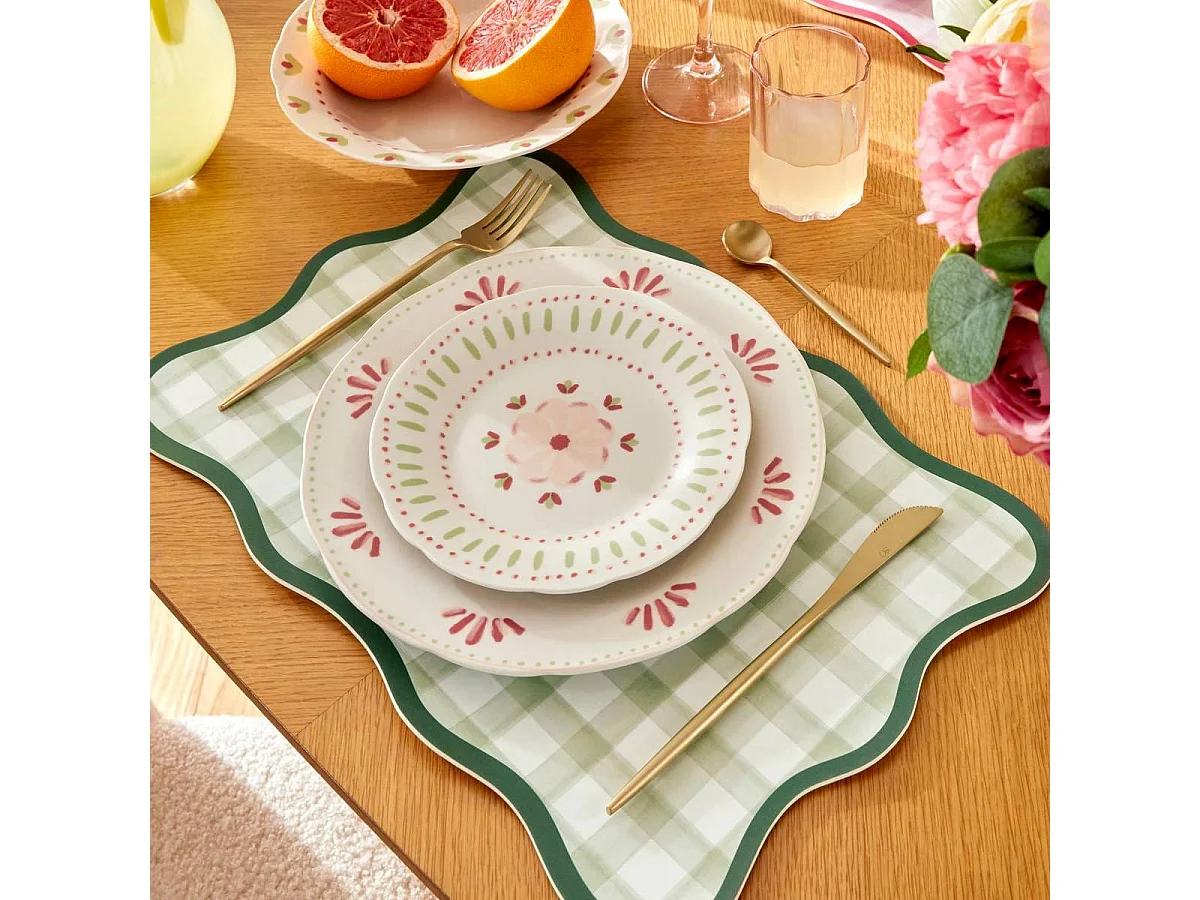 Lot de 6 Assiettes Creuses "Fleur de Rose" 23cm Multicolore