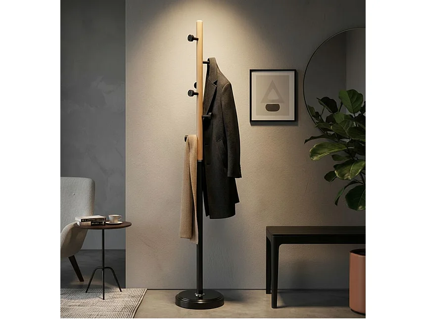 Porte-Manteau en Bois "Rock" 176cm Noir & Naturel