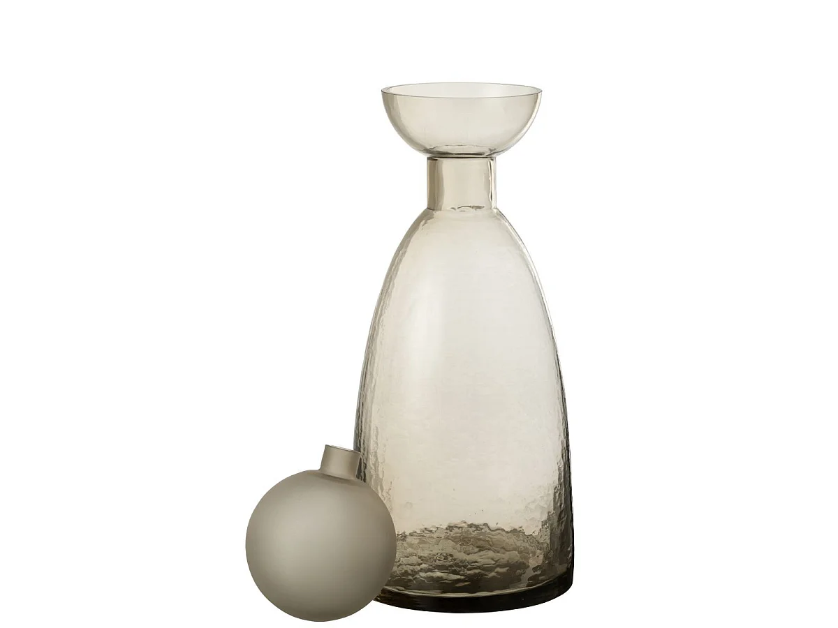 Vase Bouteille Bouchon en Verre "Yoko" 43cm Grège