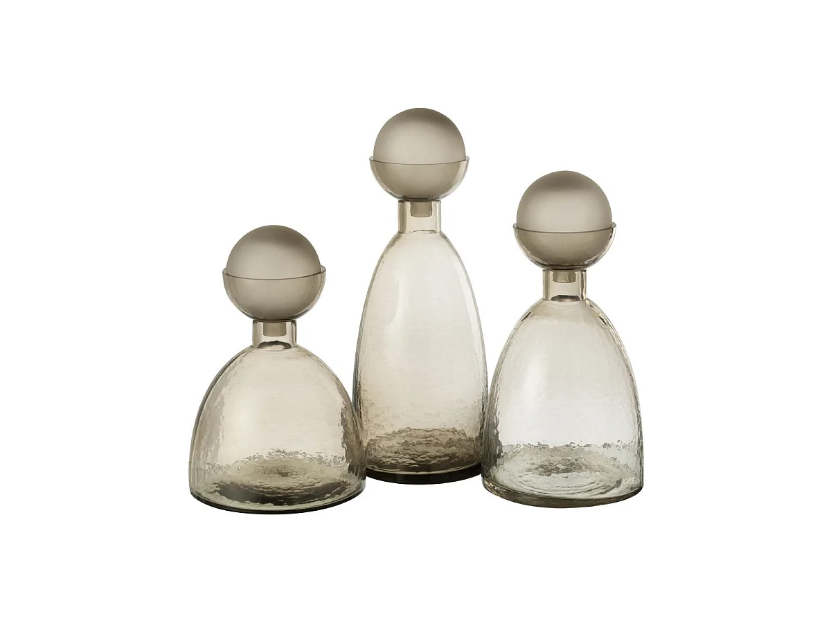 Vase Bouteille Bouchon en Verre "Yoko" 43cm Grège