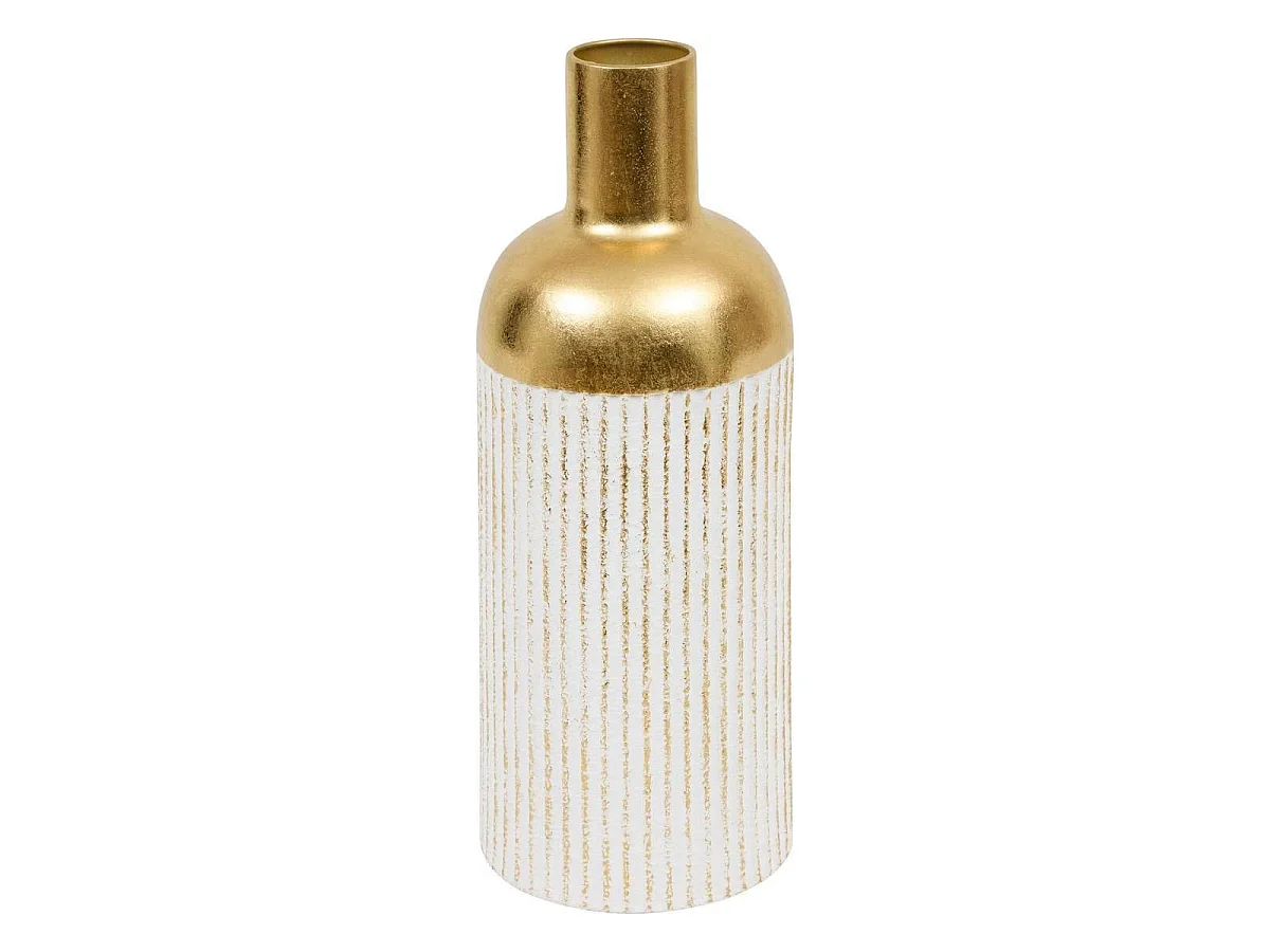 Vase Design en Métal "Mirsa" 43cm Blanc & Doré