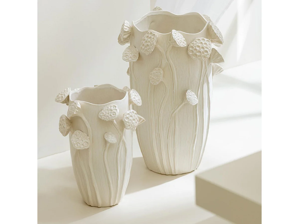 Vase Déco Lotus en Argile "Botanica" 51cm Beige