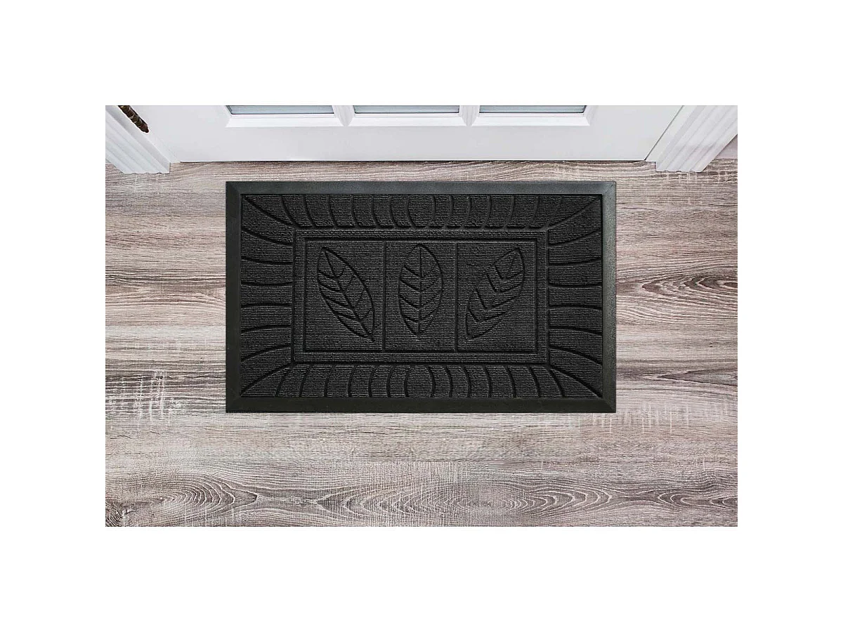 Tapis d'Entrée "Feuilles" 45x75cm Noir