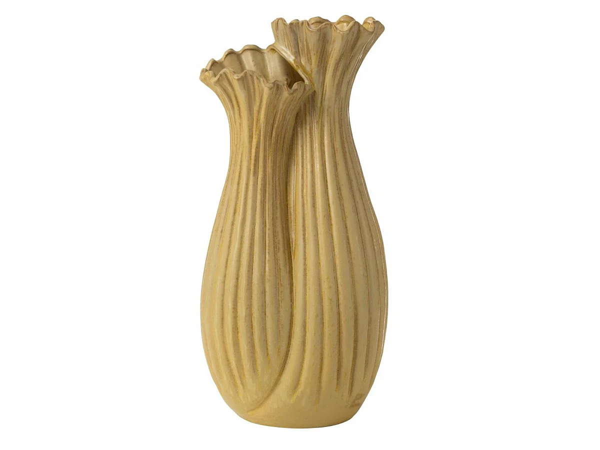 Vase Déco Duo en Argile "Botanica" 53cm Sable Foncé