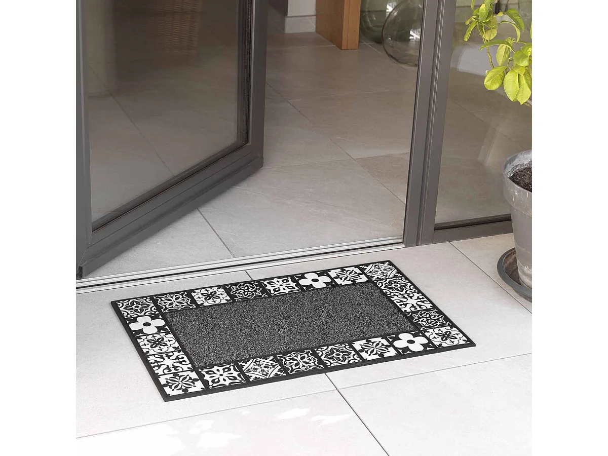 Tapis d'Entrée Déco "Carociment" 45x75cm Gris