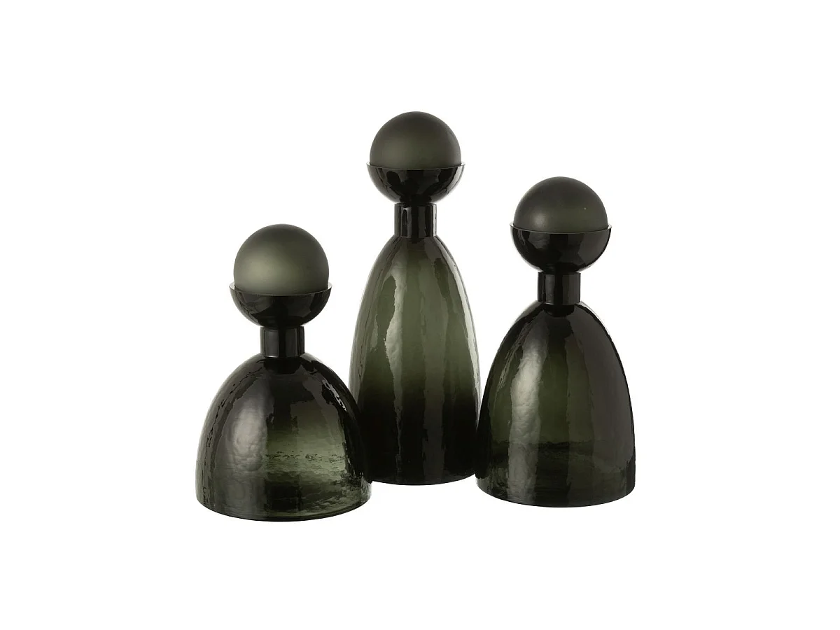 Vase Bouteille Bouchon en Verre "Yoko" 29cm Vert Foncé