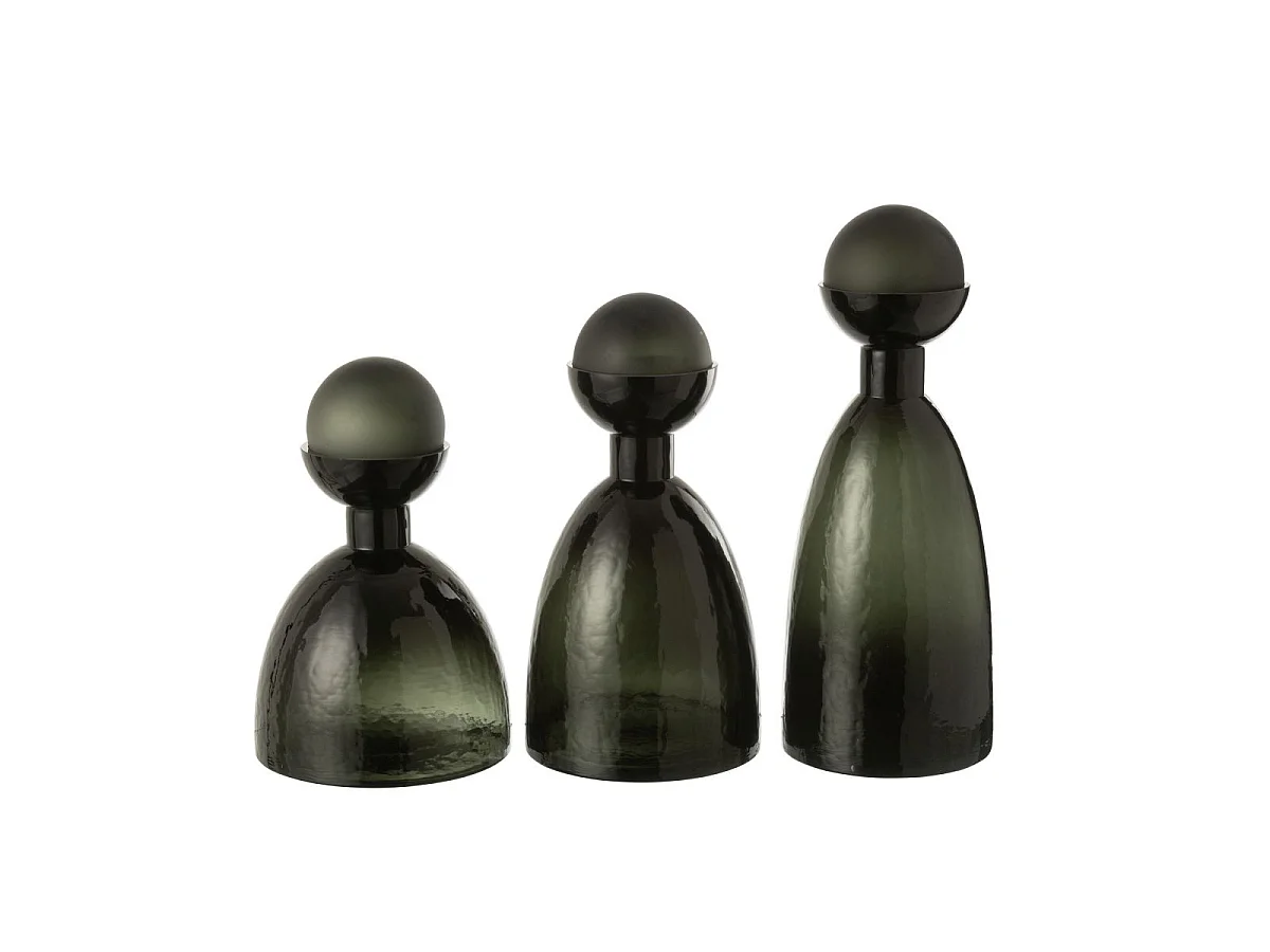 Vase Bouteille Bouchon en Verre "Yoko" 29cm Vert Foncé
