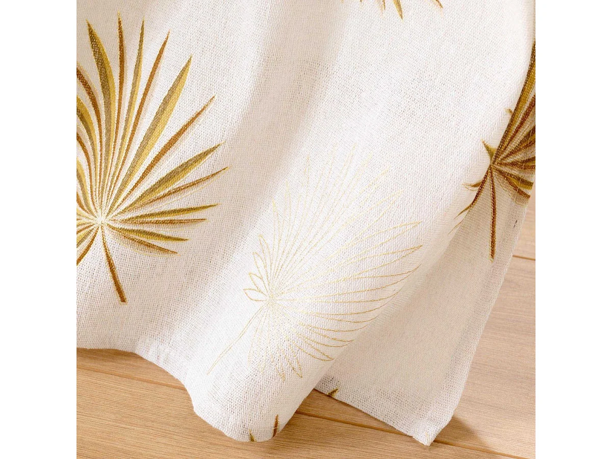 Rideau à Œillets Imprimé Métallisé "Lotus" 140x240cm Ocre