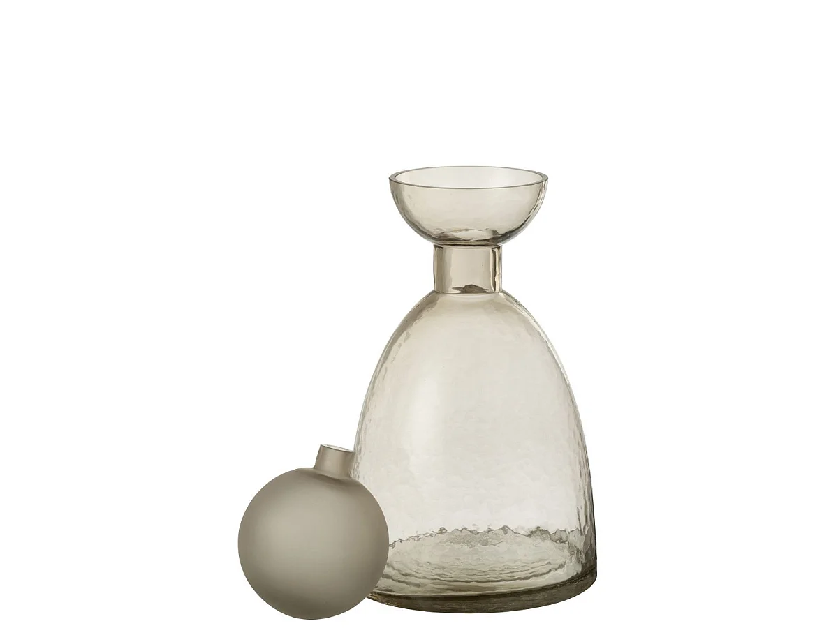 Vase Bouteille Bouchon en Verre "Yoko" 34cm Grège