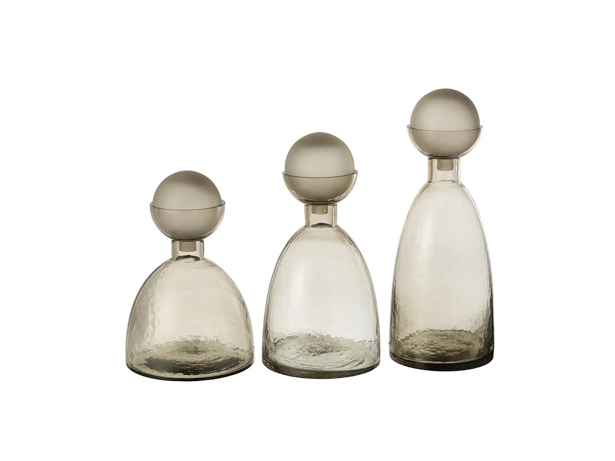 Vase Bouteille Bouchon en Verre "Yoko" 34cm Grège