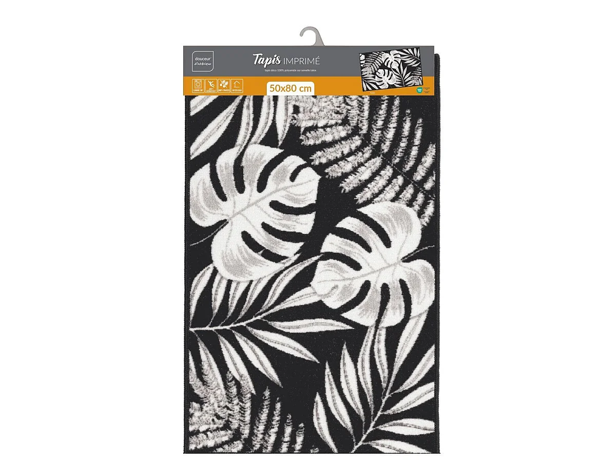 Tapis Imprimé "Amber" 50x80cm Noir