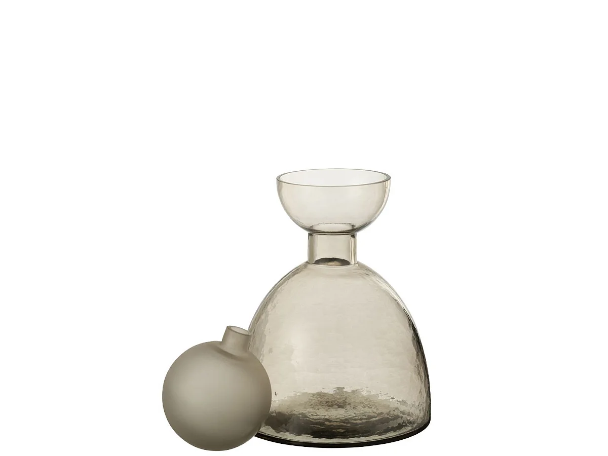 Vase Bouteille Bouchon en Verre "Yoko" 29cm Grège