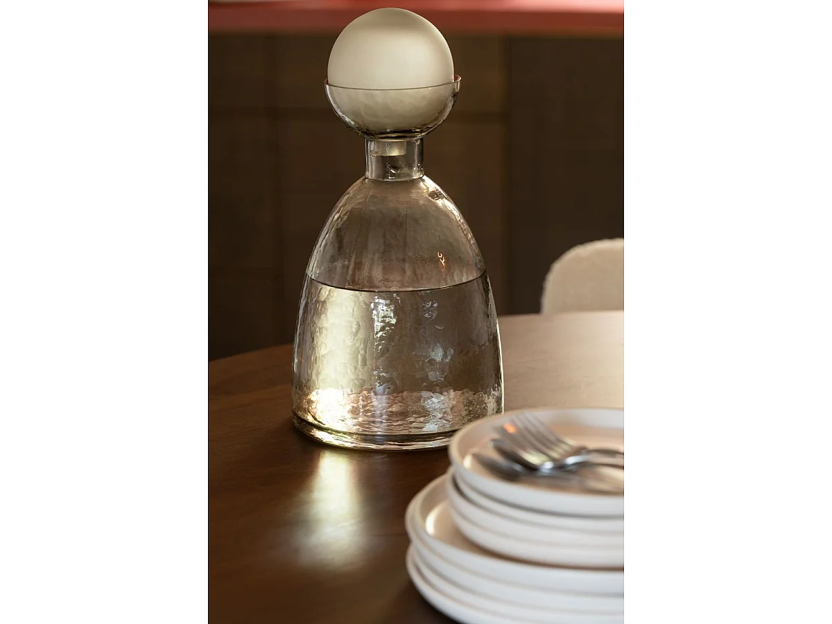 Vase Bouteille Bouchon en Verre "Yoko" 29cm Grège
