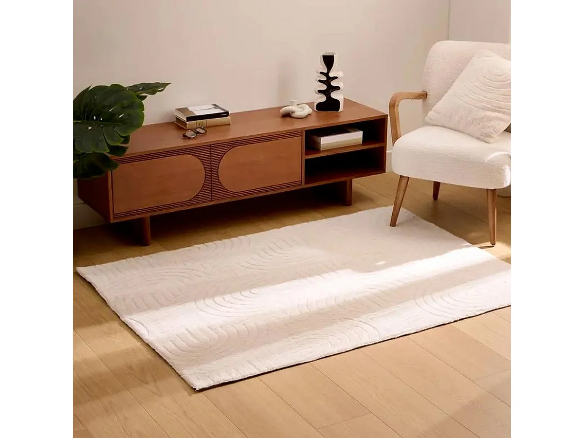 Tapis Imitation Fourrure "Arka" 120x170cm Ivoire