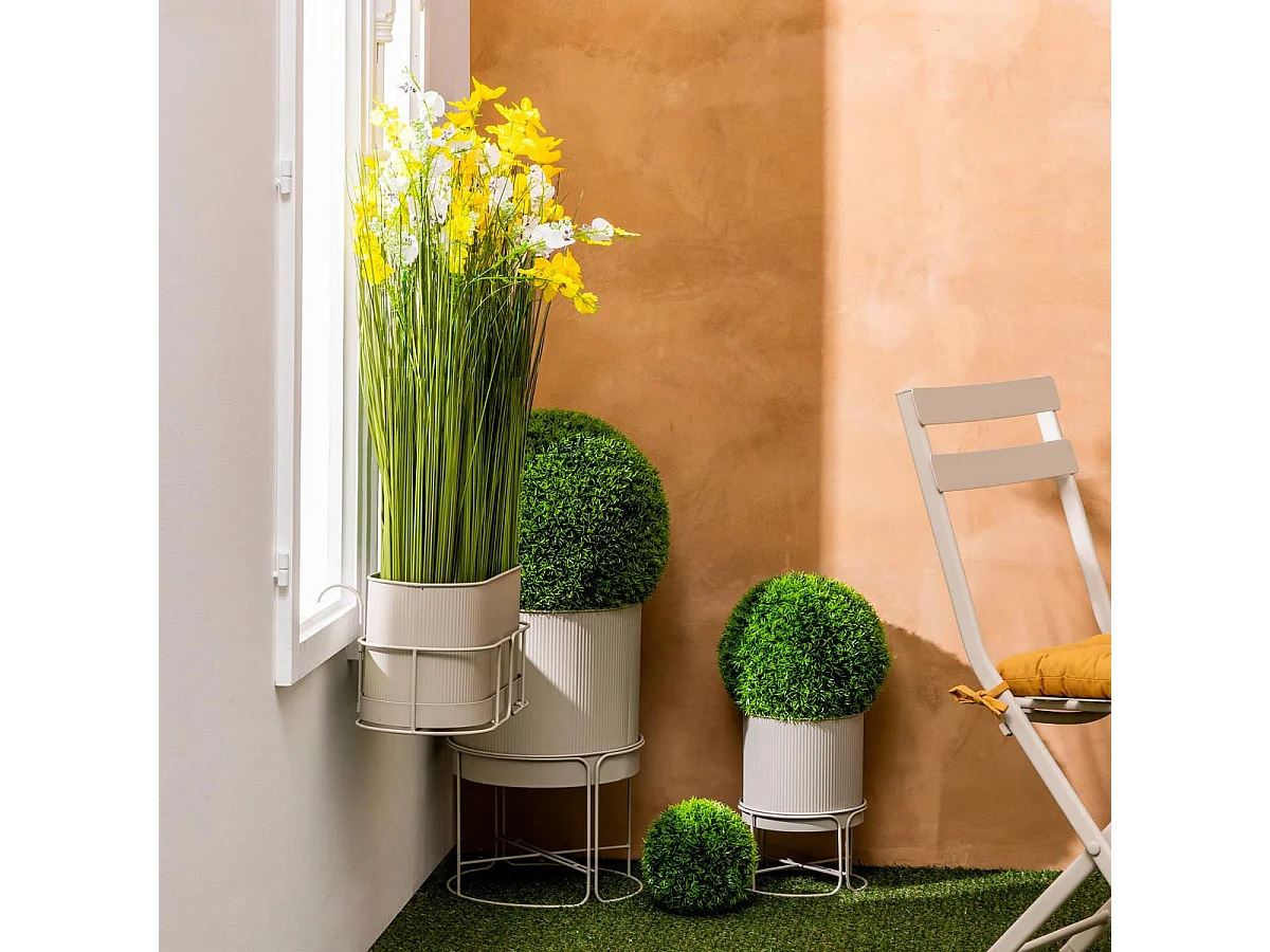 Lot de 2 Cache-Pots en Métal "Aze" 44cm Beige Lin