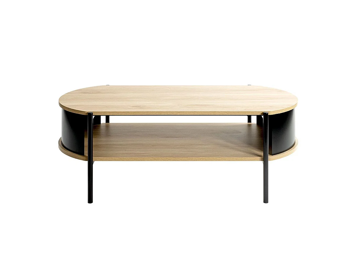 Table Basse Design "Morphee" 100cm Naturel & Noir