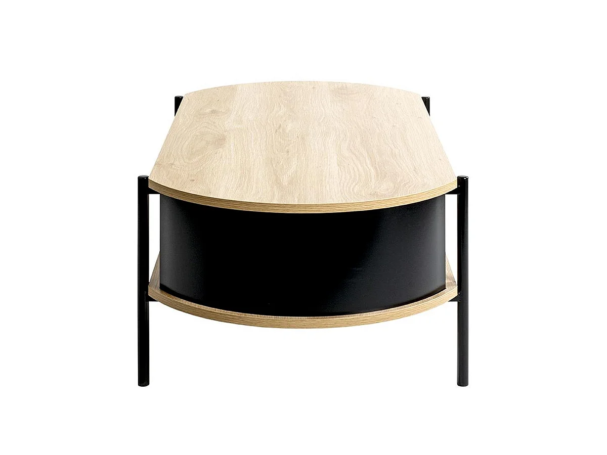 Table Basse Design "Morphee" 100cm Naturel & Noir