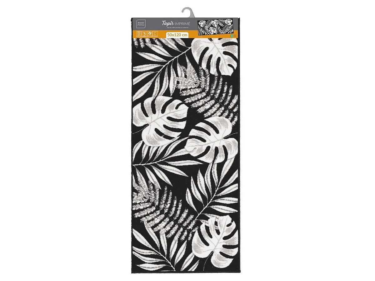 Tapis Imprimé "Amber" 50x120cm Noir