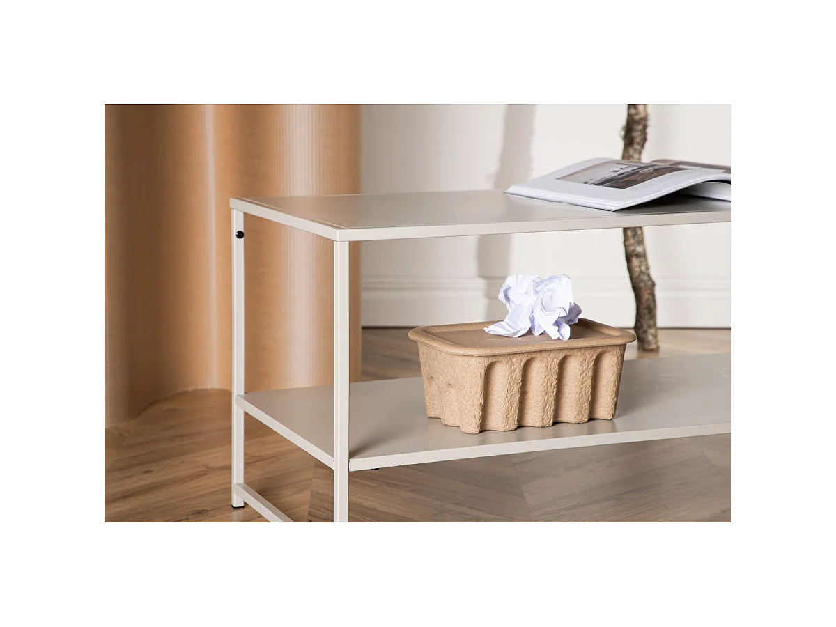 Table Basse Avec Étagère "Staal" 102cm Beige
