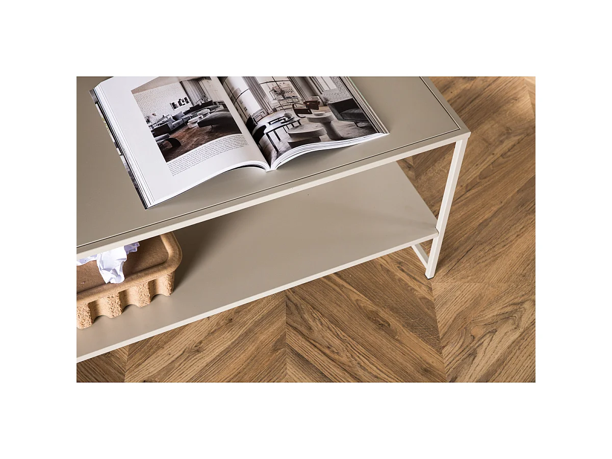 Table Basse Avec Étagère "Staal" 102cm Beige