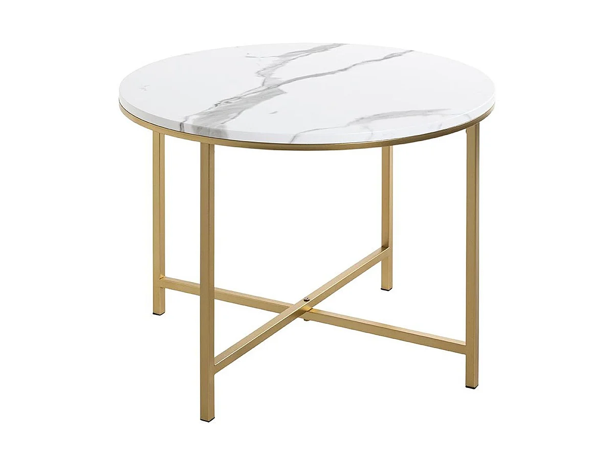 Table Basse Ronde Effet Marbre "Alba" 60cm Or