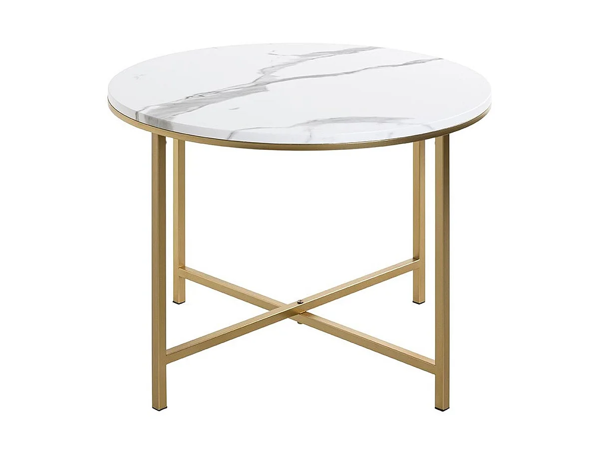 Table Basse Ronde Effet Marbre "Alba" 60cm Or