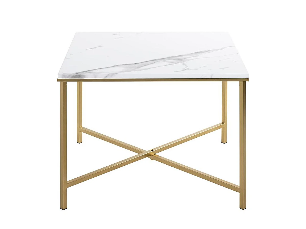 Table Basse Effet Marbre "Alba" 60cm Or