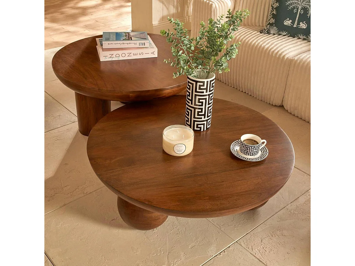 Table Basse Design "Abekas" 90cm Marron