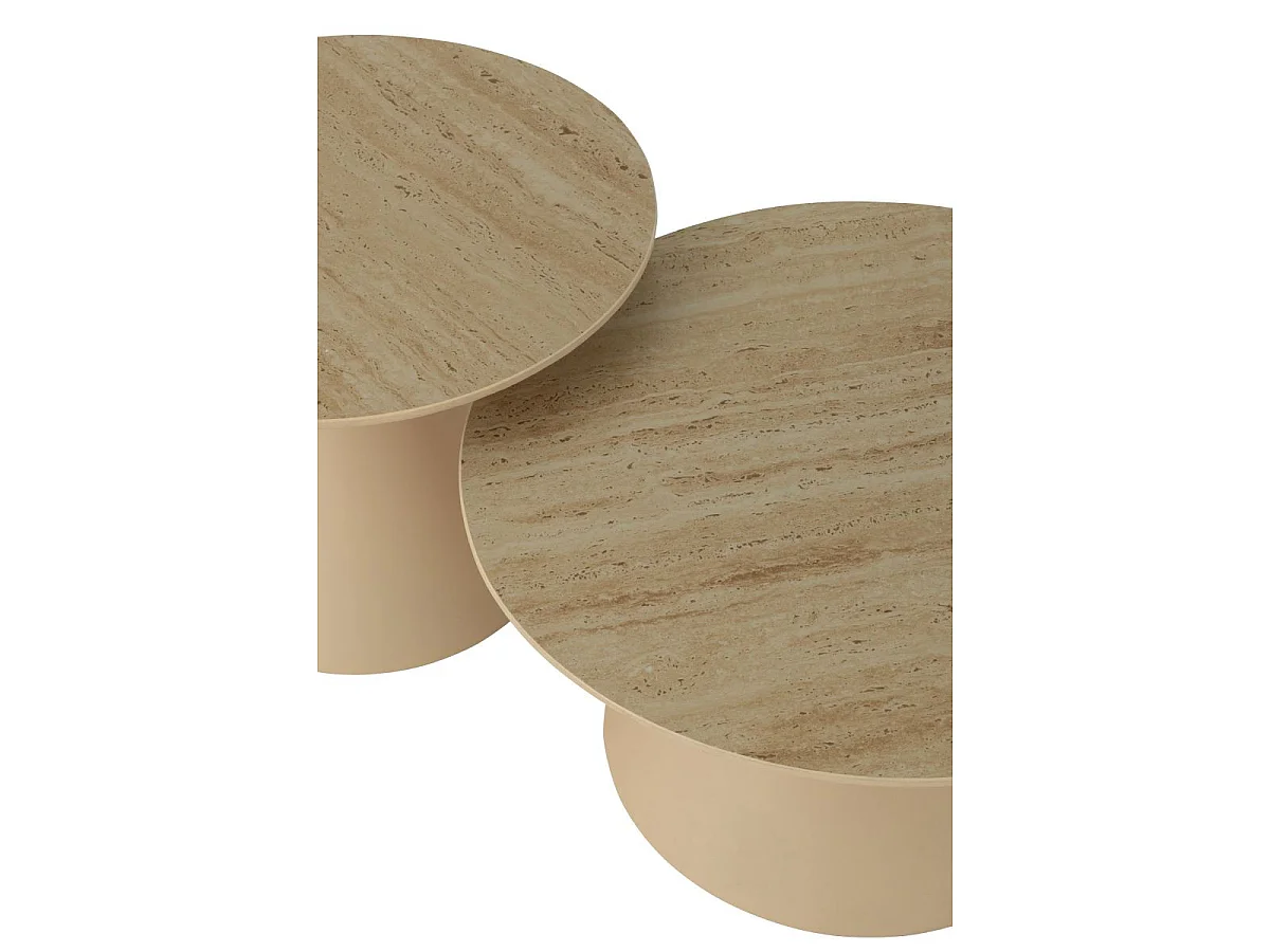 Lot de 2 Tables Basses en Métal "Cône" 60cm Beige