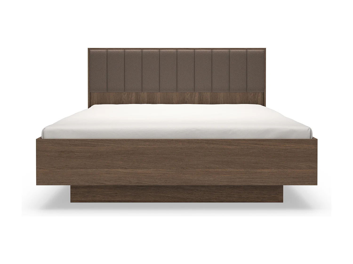 Lit 160 x 200 cm avec tête de lit en tissu - Coloris : Naturel foncé et marron - KALSIYA