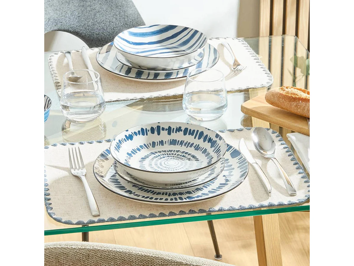 Lot de 6 Assiettes Creuses "Umami Rayon" 20cm Bleu