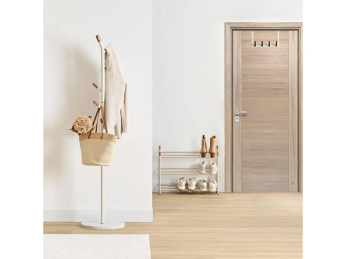 Porte-Manteau 6 Têtes "Cassie" 175cm Beige