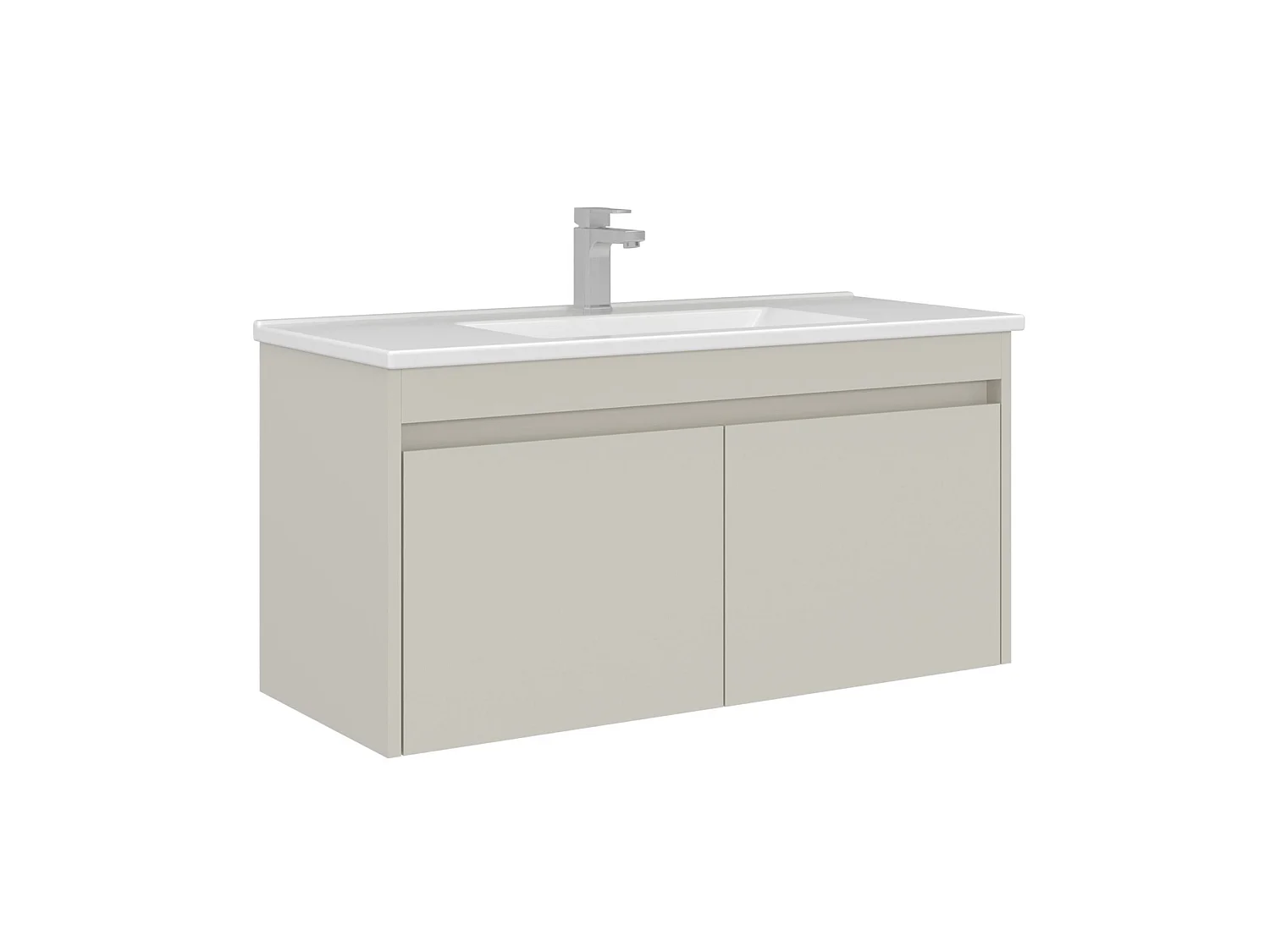 "Arno 100" Kashmir Tvättställsskåp - Modern Design, Soft-Close Dörr, Keramiskt Handfat, Väggmonterbar - 100 x 45 x 52 cm