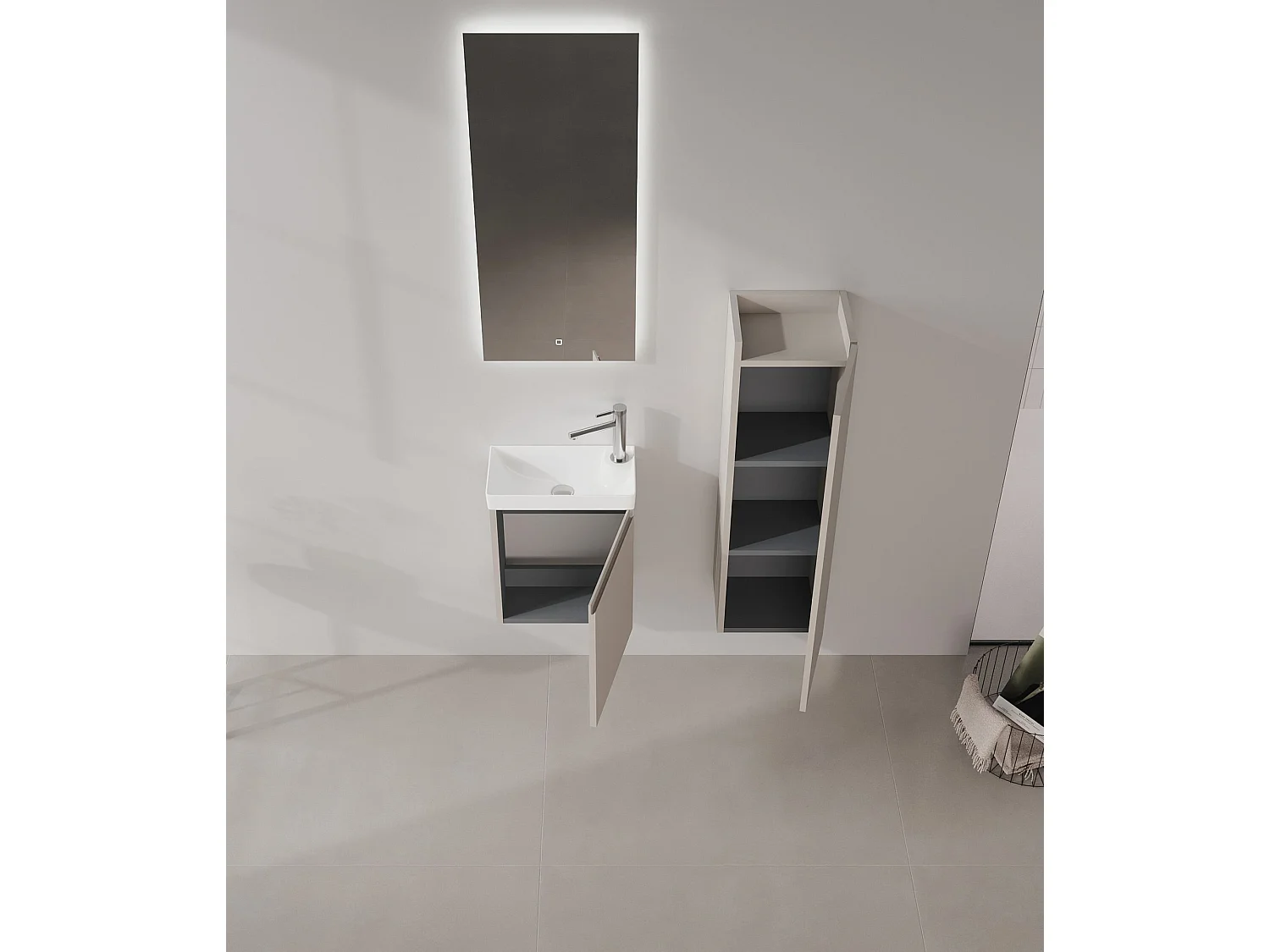 Matte Mink "Ferla 30" Badrumsskåp - Modern Design, Soft-Close-Dörr, Hög Lagringskapacitet