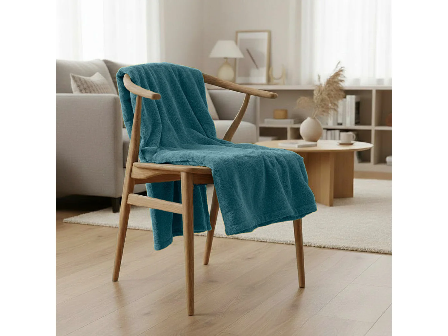 Couette Plaid bleue MINNOR 100% Polyester - 130x170 cm - SACASA