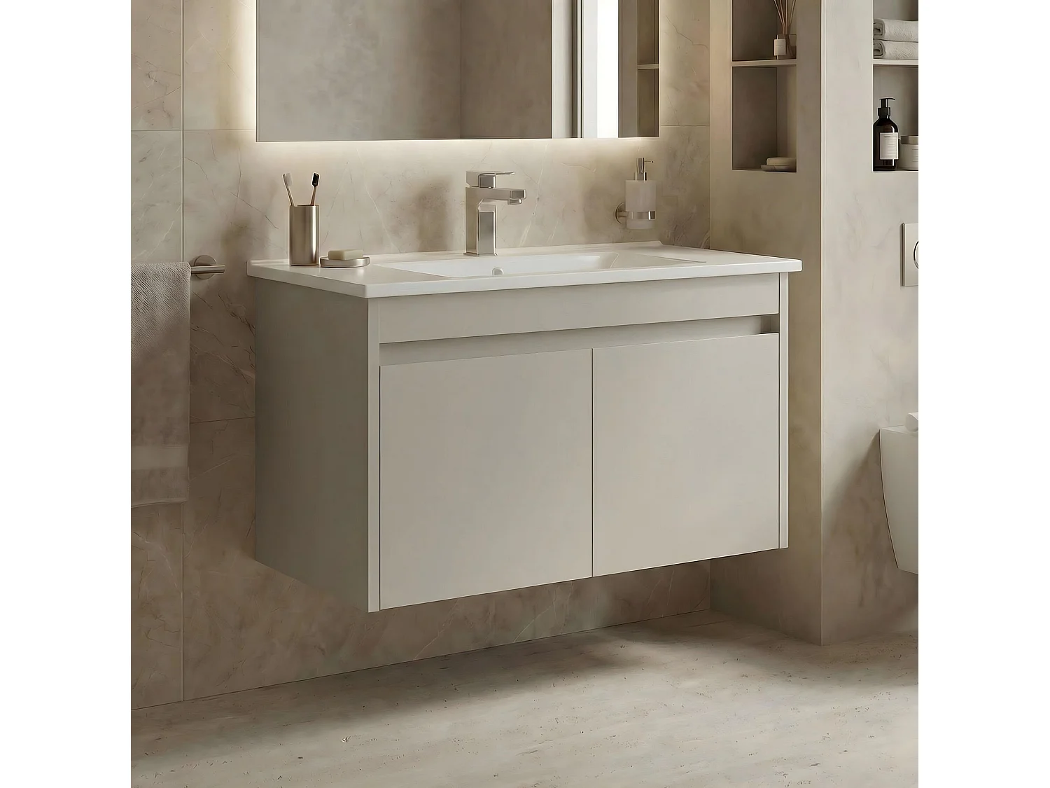 Wastafelmeubel "Arno 85" - 85 x 45 x 52 cm - Cashmere