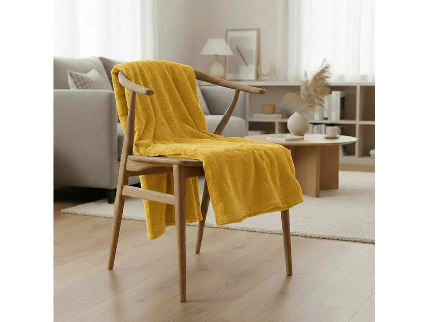 Couverture plaid jaune 130x160cm MINNOR - SACASA