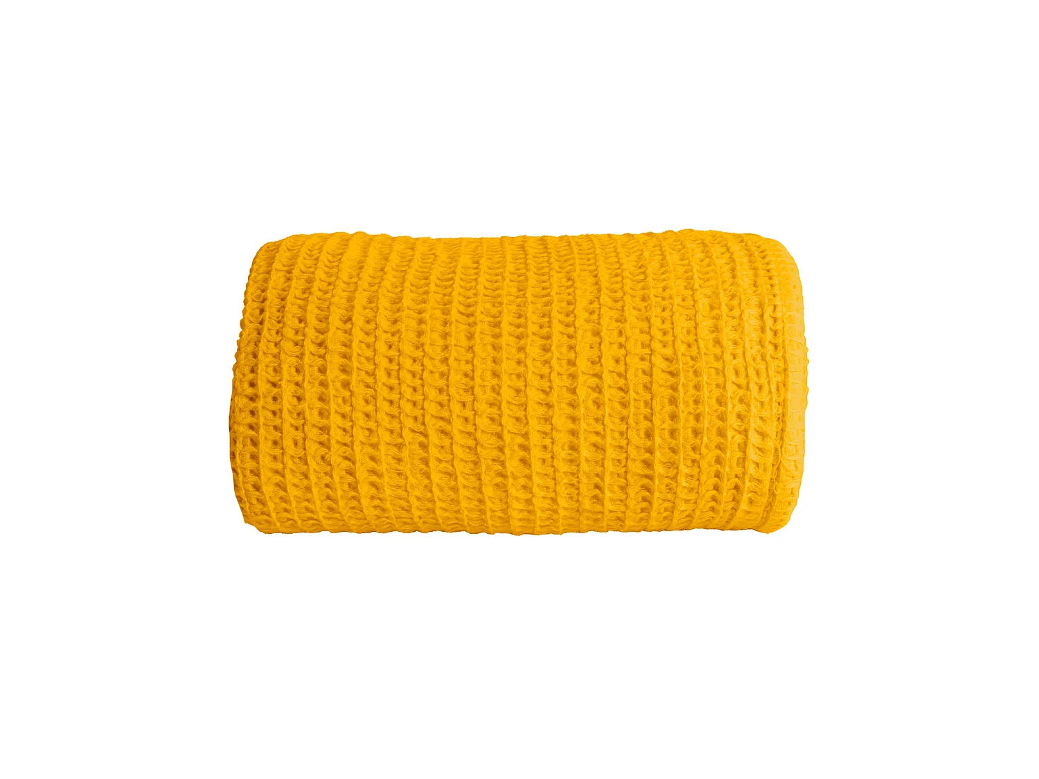 Couverture plaid jaune en coton 100% avec franges 130x170 cm ARNISKA - SACASA