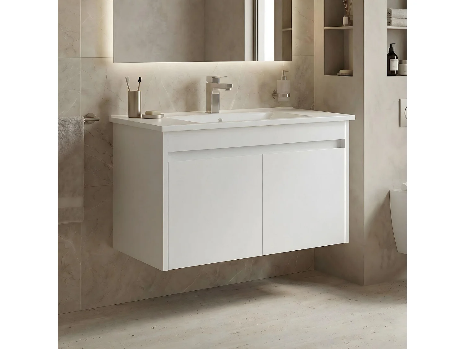Wastafelmeubel "Arno 85" - 85 x 45 x 52 cm - Wit