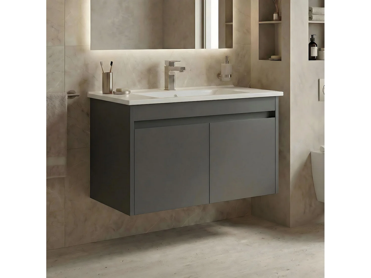 Meuble Vasque "Arno 85" - 85 x 45 x 52 cm - Grey