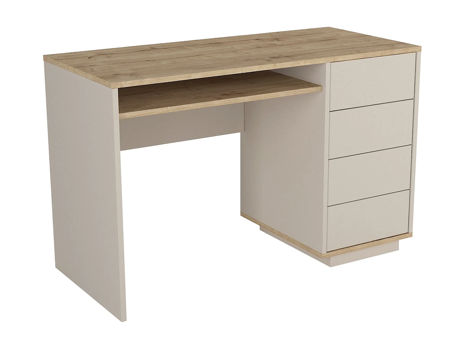 Bureau avec 4 tiroirs et 1 niche – Beige et naturel – LOTULA