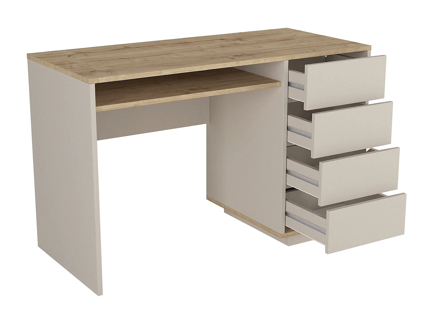 Bureau avec 4 tiroirs et 1 niche – Beige et naturel – LOTULA