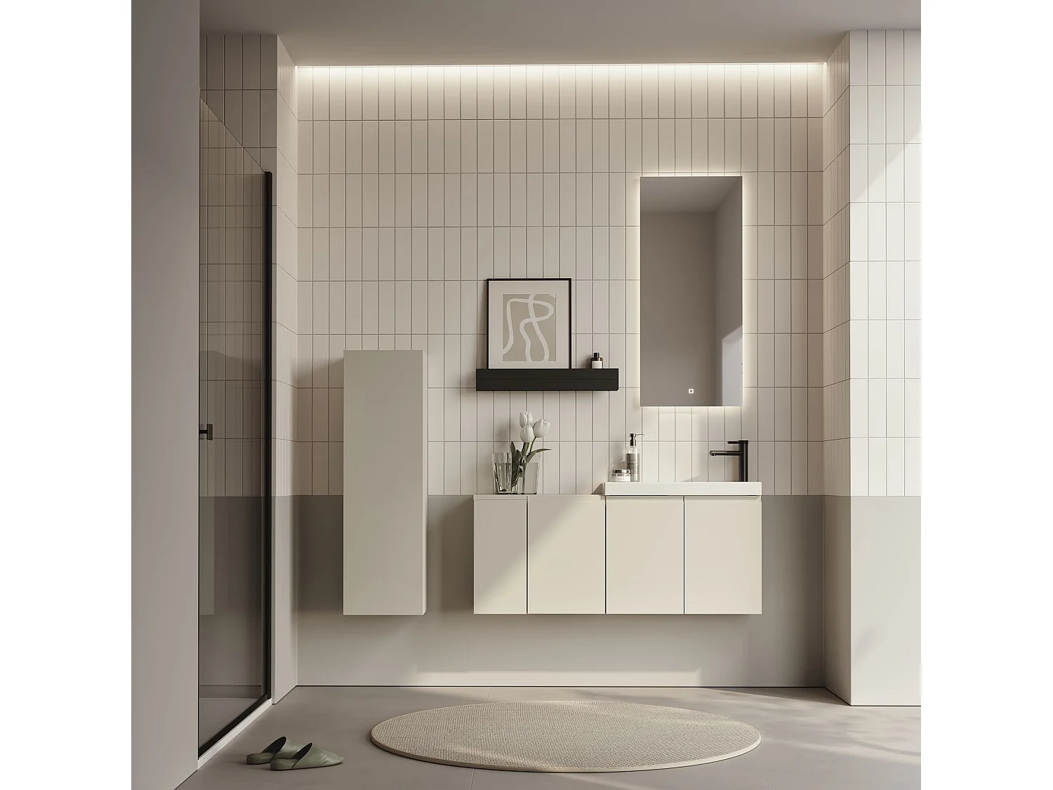 Meuble Vasque "Ferla 110" - 110 x 22 x 45 cm - Matte Cashmere
