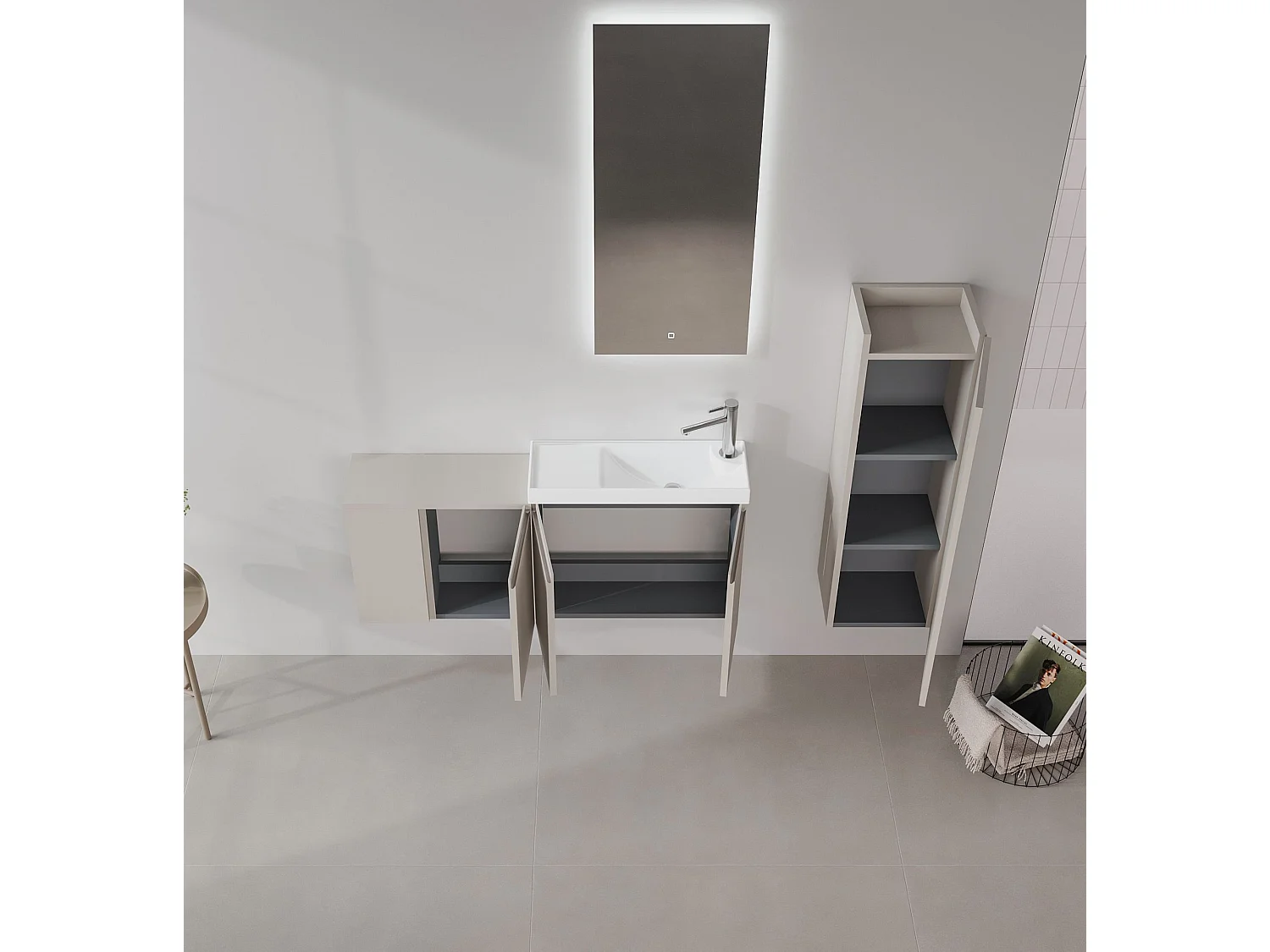 Meuble Vasque "Ferla 110" - 110 x 22 x 45 cm - Matte Cashmere