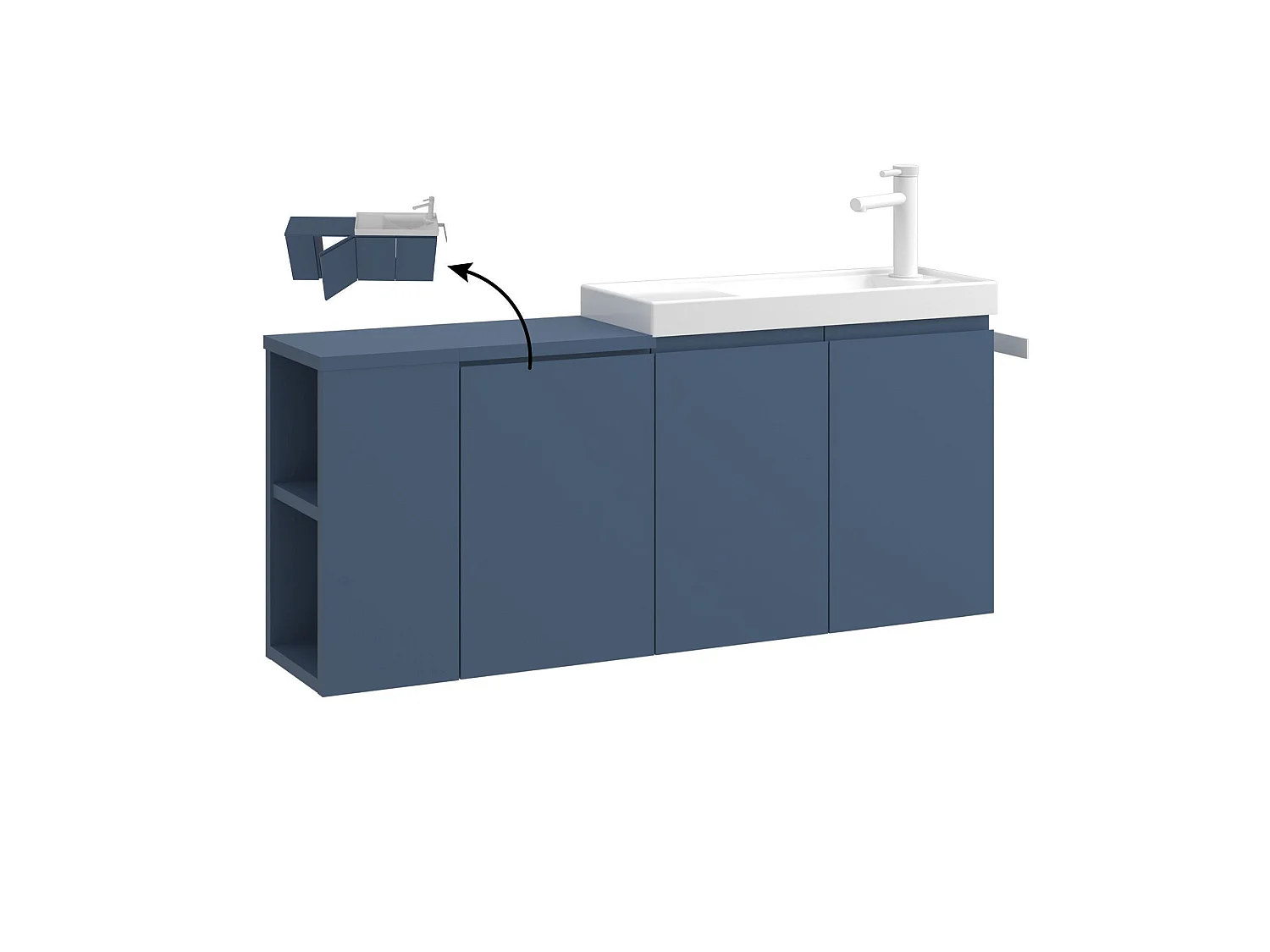 Meuble Vasque "Ferla 110" - 110 x 22 x 45 cm - Petrol Blue