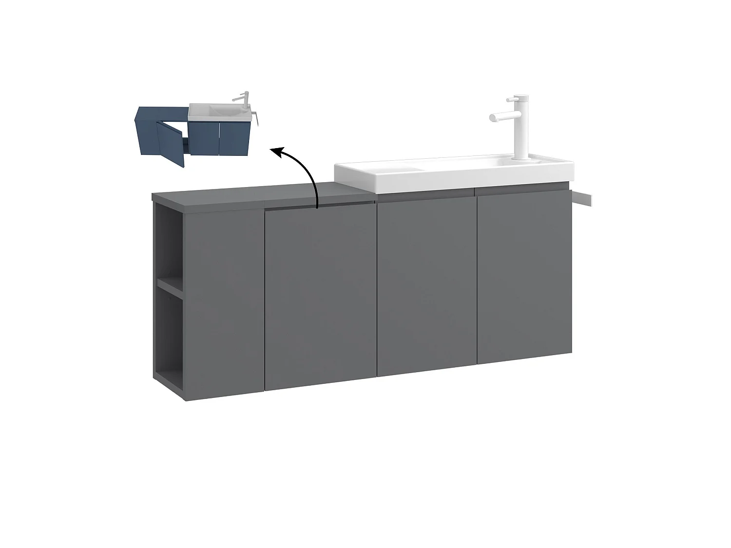 Meuble Vasque "Ferla 110" - 110 x 22 x 45 cm - Matte Grey
